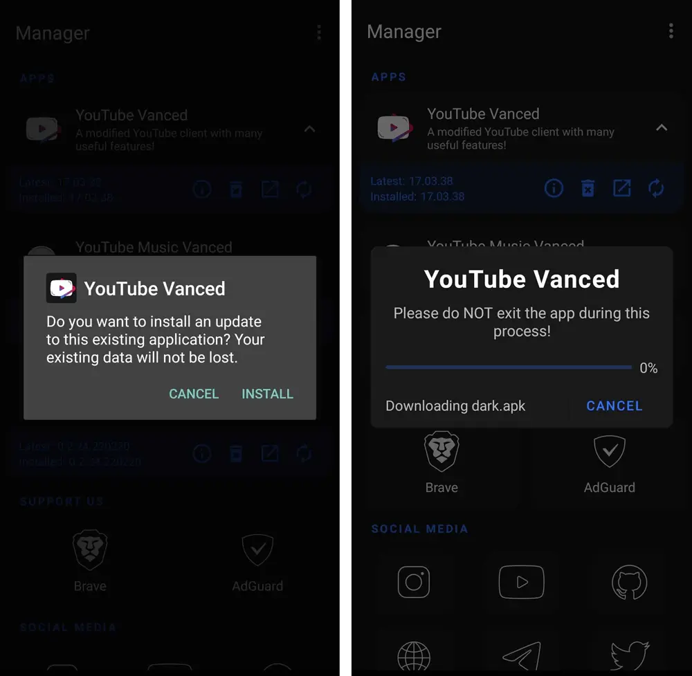 YouTube Vanced Manager Update